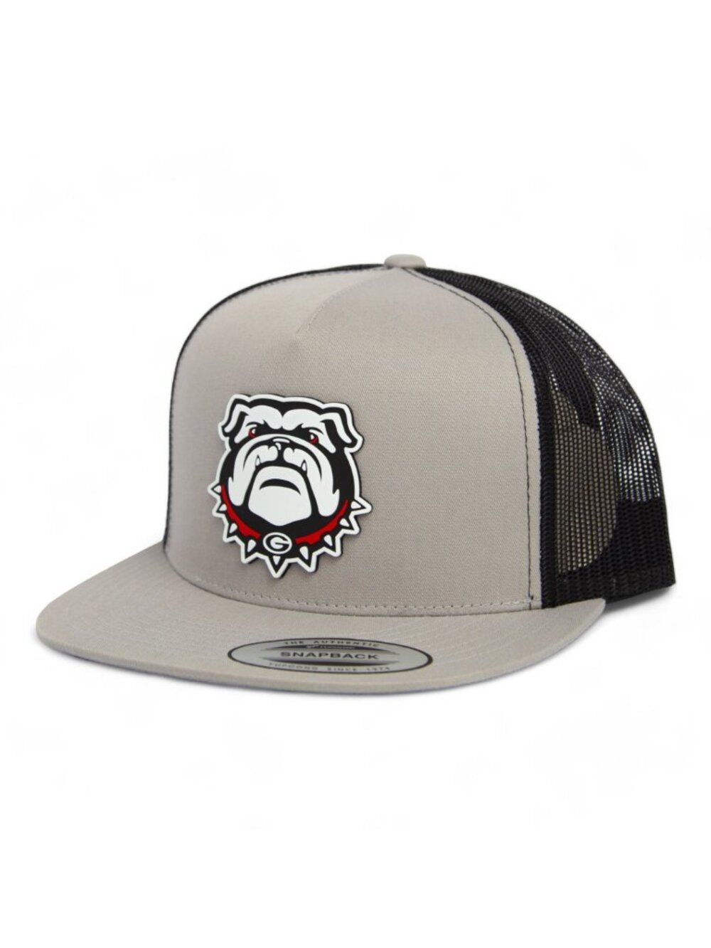 Georgia Bulldogs UGA 3D YP Snapback Flat Bill Trucker Hat- Silver/ Black